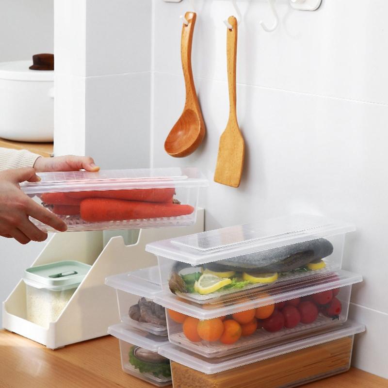 Stackable Fruit Storage Containers for Fridge Removable Drain Tray Containers with Drain Tray Keep  for Veggie