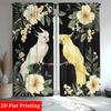 Tropical Birds and Flowers Theme Print Drapes Room Darkening Window Curtains for Home Decor,Rod Pocket Blackout Curtains Bedroom