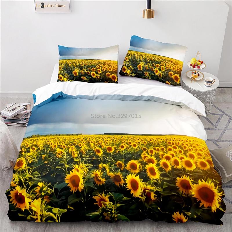 Sunflower Flower Printed Bedding Set Art Home Decoration 3d Duvet Cover Pillowcase Single Double Twin Full Queen King Bedclothes