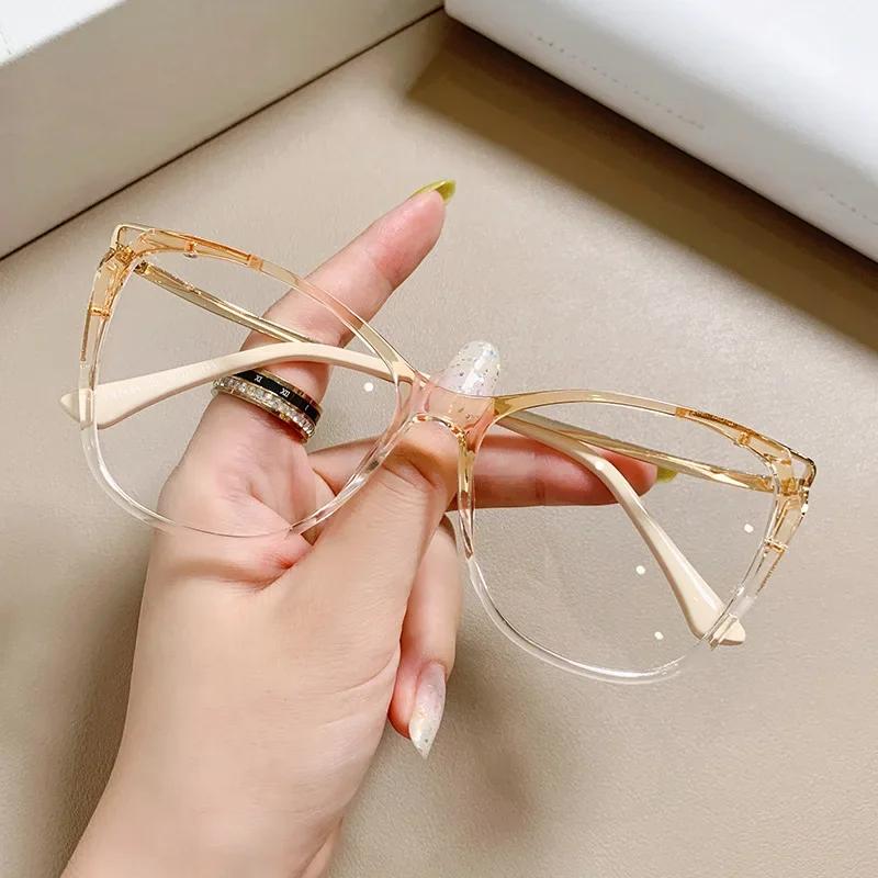 Fashion Luxury Cat Eye Eyeglasses Women Men Vintage Anti-Blue Light Glasses Optical Computer Goggles Frame Metal Spectacle