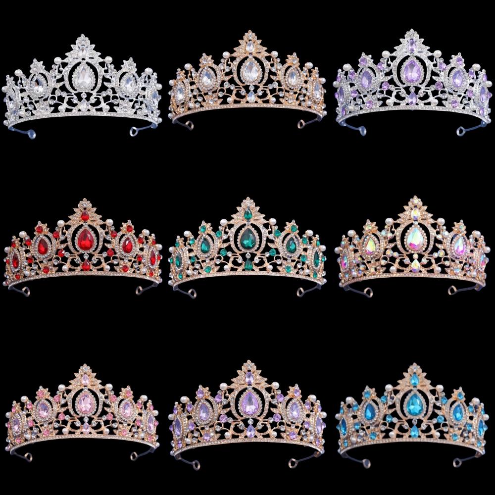 Baroque Crystal Tiaras and Crowns Rhinestone Prom Diadem Headband for Women Bridal Wedding Hair Accessories Jewelry Crown Tiara