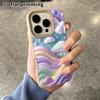 Phone Case: 2D Flat Lambskin Fits iPhone 18, 17, 16, 15, 14, 13 Pro Cases, Rainbow Waves, Pink-purple Glitter Sea, Christmas and Halloween Gifts