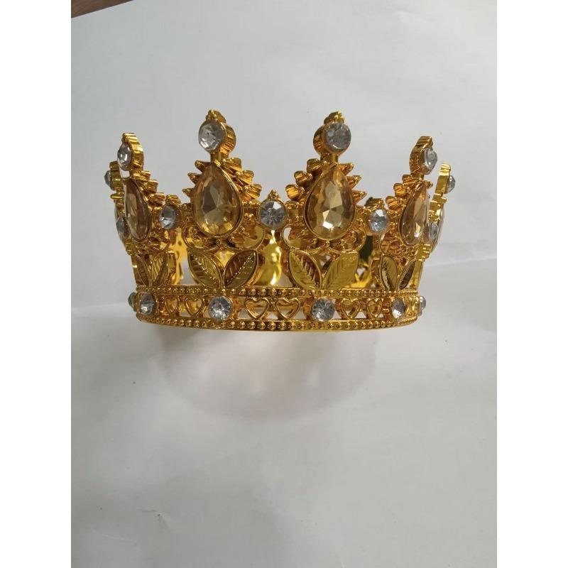Round Inlaid Crystal Queen Grand Crown Dress Bar Mitzvah Princess Bridal Headwear Accessories