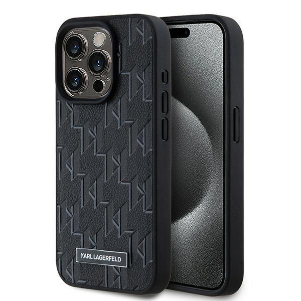 Karl Lagerfeld Klhmp15Xpkhporpk Iphone 15 Pro Max 6.7 Hardcase Czarny/Black Leather Monogram Metal Logo Magsafe
