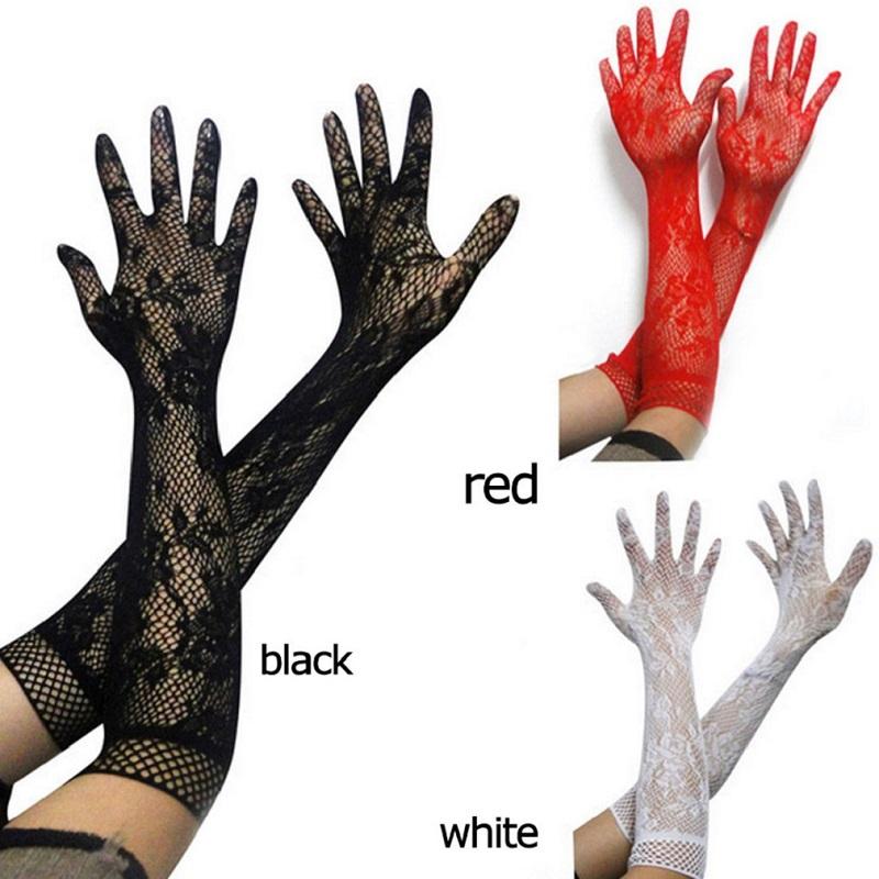Gants Femme Mode Nouveaux Sexy Dentelle Transparente Super Élastiques Mitaines de Mariée Femme Fins Couleur Unie Gants de Soirée Danse