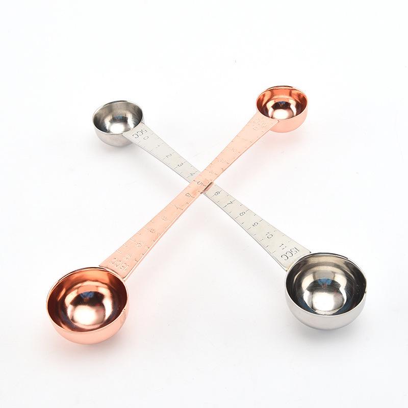 Double-Ended Stainless Steel Measuring Spoon with Scale серебряный