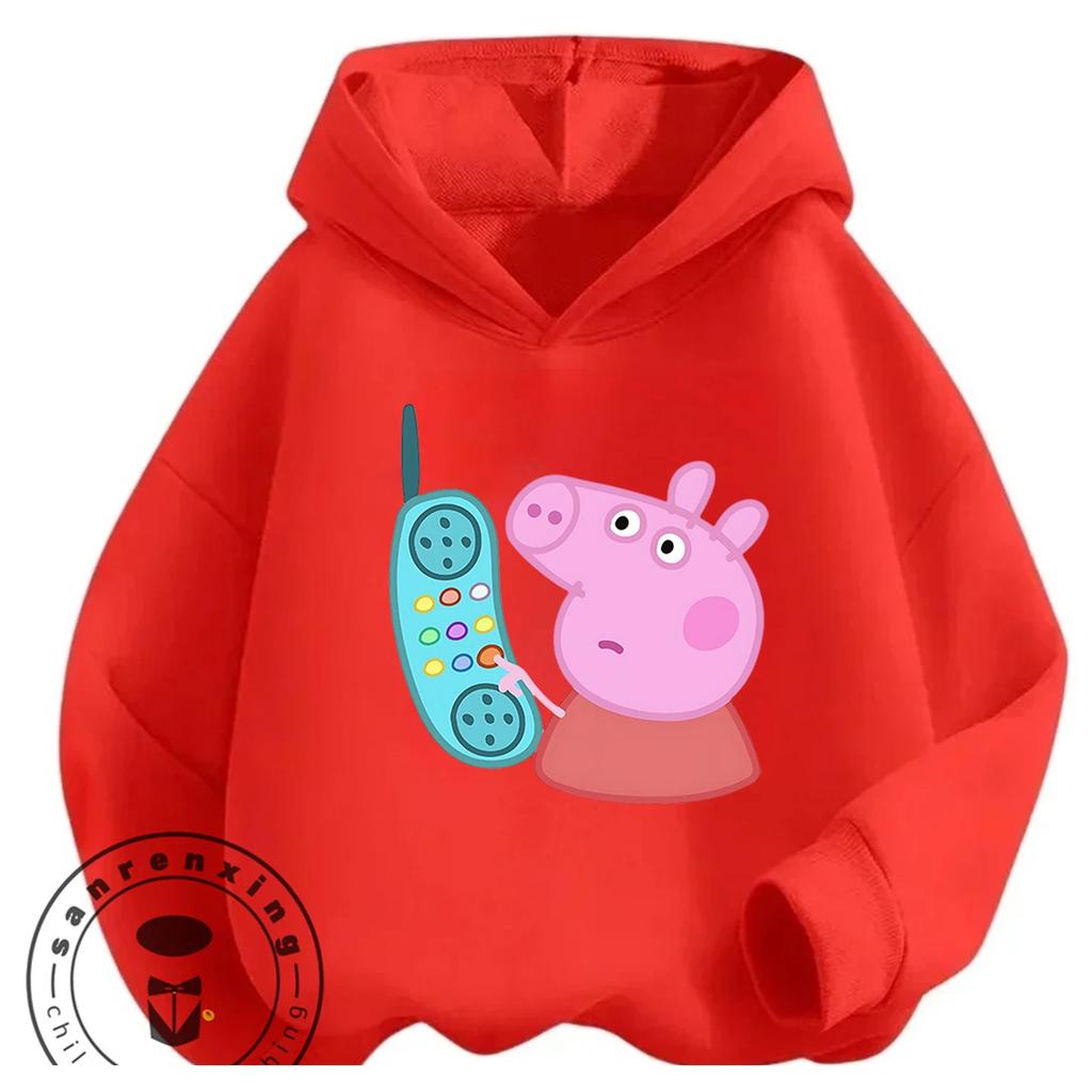 Autumn Winter Casual Youth Hoodie Cute Kawaii Cartoon Graphic Hooded Kids Tops Peppa Pig Boys Girls 3 14