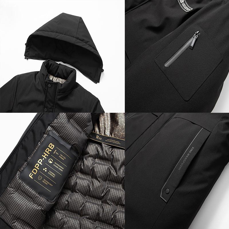Men's winter removable hat medium and long thermal cotton-padded coat medium and old casual hooded cotton thickened cotton jacket