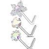 3PC Stainless Steel Flower Nose Piercing Stud Set L Shape Pink Nose Ring Studs Pack Indian Nose Jewelry Bulk Piercing Nariz Lote
