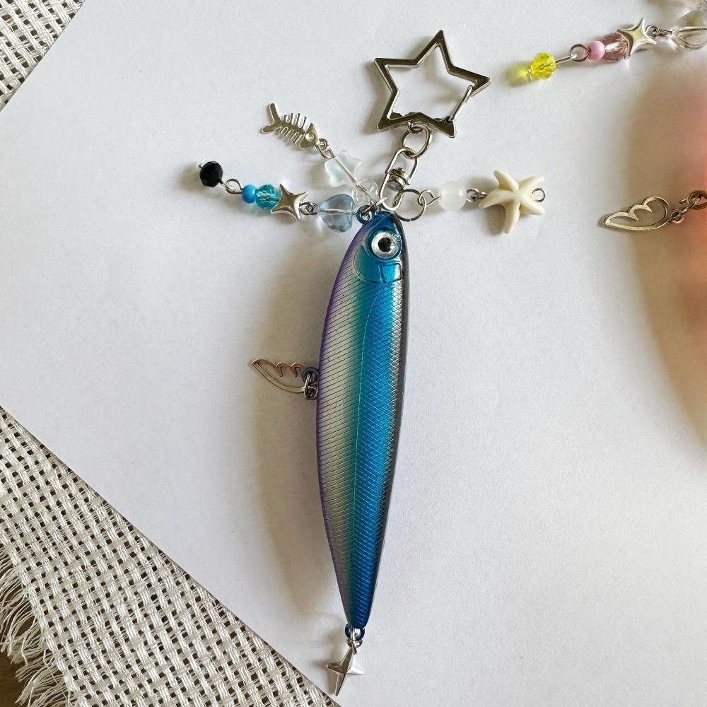 Handmade Fish Pendant Ocean Animal Bionic Fish Keychain Unique Fish Keychain Backpack Pendant синий