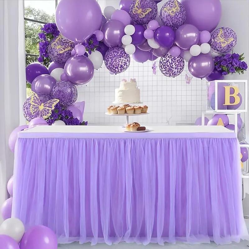 6/9/14FT Table Skirts Birthday Tulle Table Skirting Wedding Party Tutu Tulle Table Skirt Baby Shower Wedding Party Home Decor