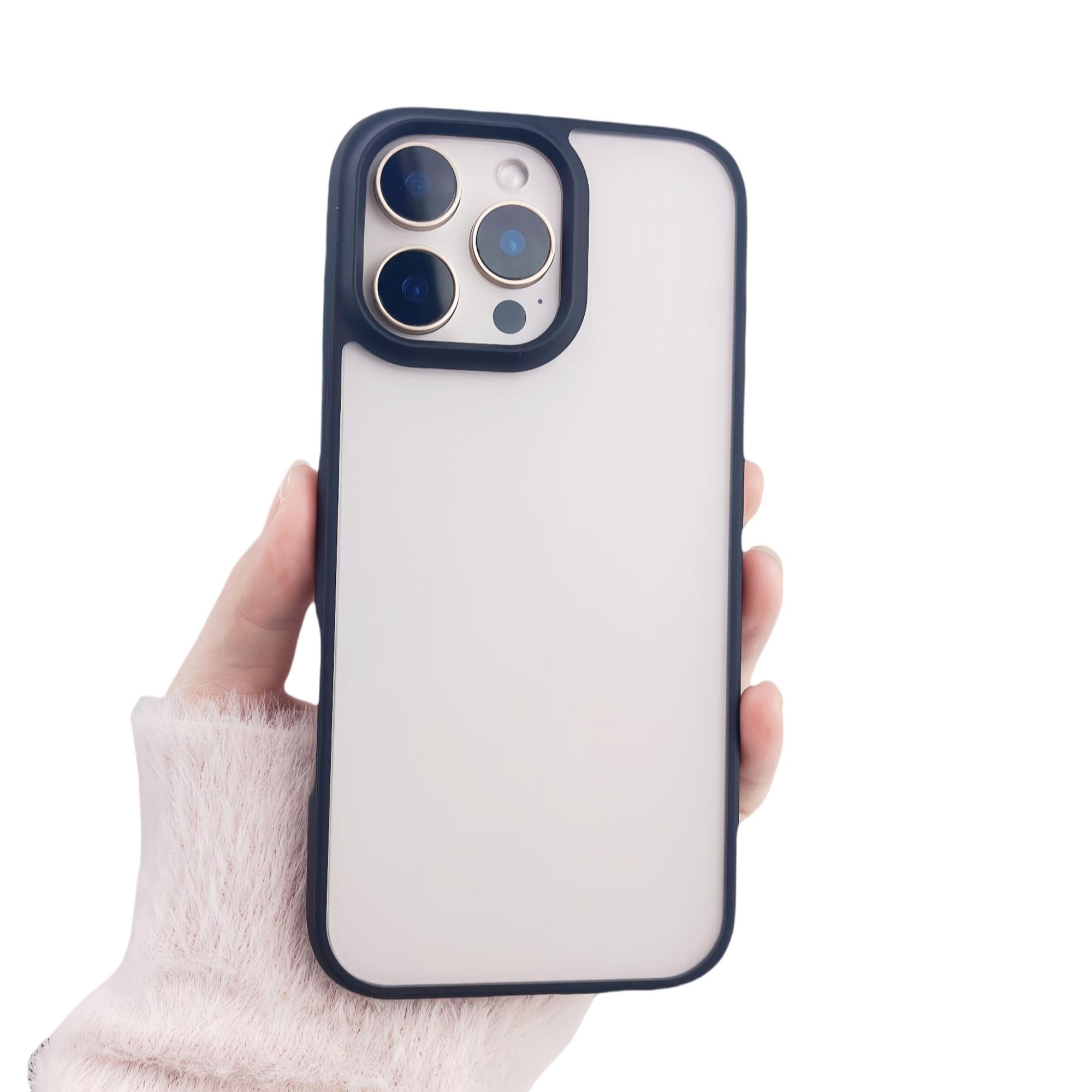 

Для iPhone 16 Pro Max Чехол Изогнутая рамка ПК+ТПУ Чехол для телефона Защита от падений Black