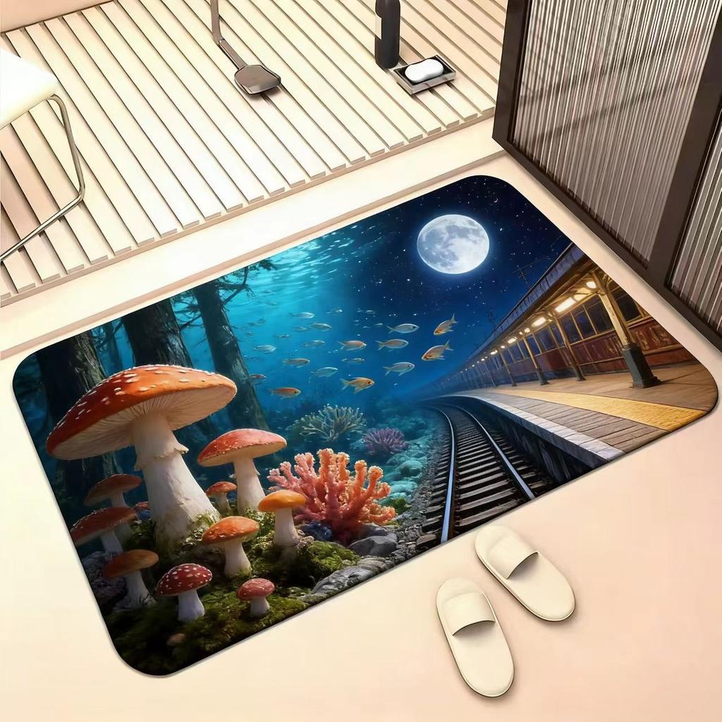 3D Visual Fish Print Floor Mat, Household Entrance Door Mat for The Hallway, Outdoor Durable and Stain-resistant Floor Mat, Foot Mat