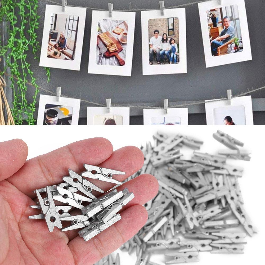 300pcs Mini Wooden Decoration Clips Pegs Clothespin for Photo Paper Scrapbooking Home Office