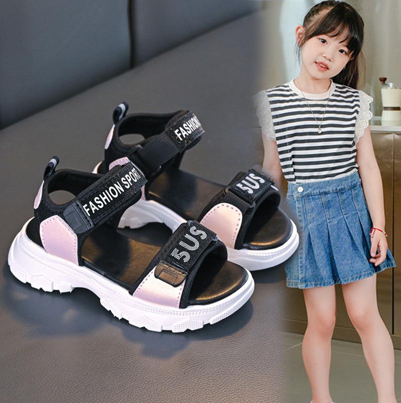 Kids Sandals Open Toes Non-slip Soft Sole Boys Beach Shoes Hook&loop 2025 Summer New Girls Sports Shoes Unisex Trendy Running