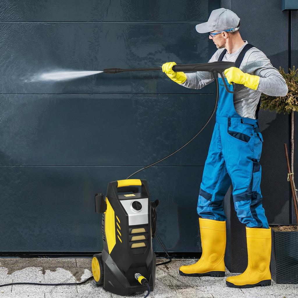 High Pressure Washer With Aluminum Pump 135 Bar Maximum Pressure 1800W Power 540 L H 5M Hose Adjustable Nozzle And Handles