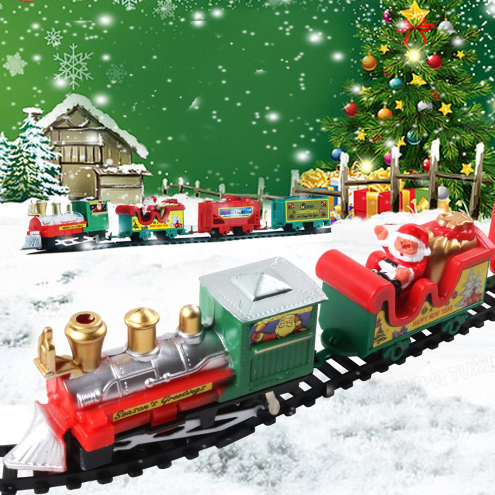 Classic Christmas Train Set - Battery Operated With Lights & Sounds, Railway Tracks For Under Tree Decor & Kids Play