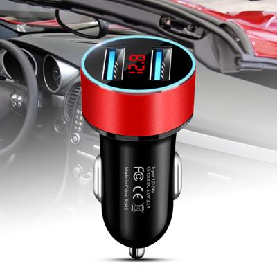 Autotelefonladegerät Schnellladestecker und -wiedergabe LED-Anzeige Dual USB Smart Car Ladeadapter für MP3