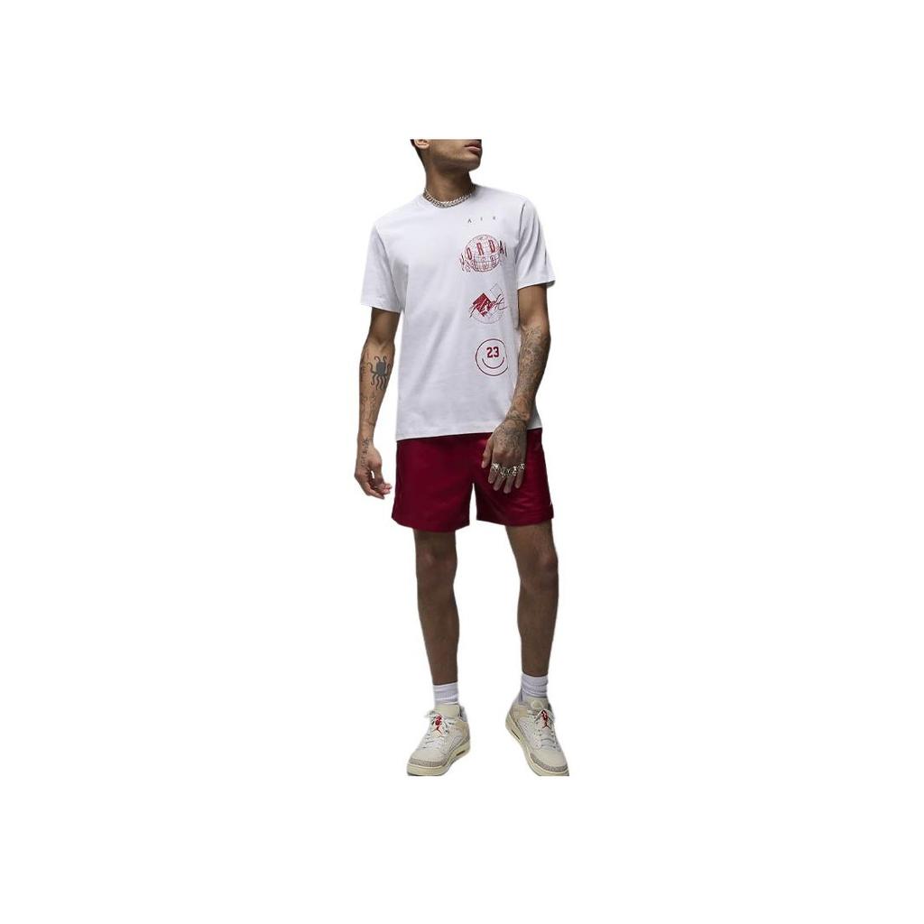 Jordan Brand Letter Print Pattern Ribbed Crew Neck Comfortable Short Sleeve T-Shirt Men T-Shirts White FN6027-100