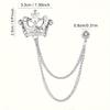 Elegant Gold Crown Brooch with Rhinestones and Chain - Premium Suit Pins for Men's Weddings, Parties and Formal Settings