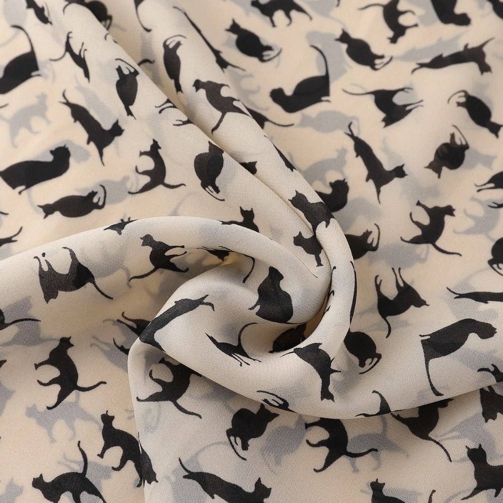 Women Girls Chiffon Scarf Gift Kitten Shawl Scarf Fashion Cartoon Cat Printed Scarf
