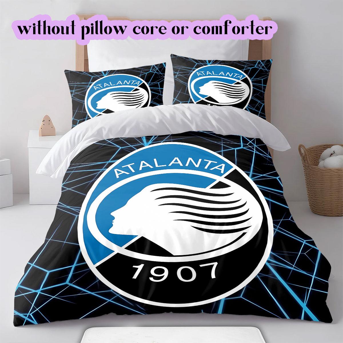 Atalanta BC Football Pattern Bedding,Quilt Set Quilt Cover Pillowcase Home Birthday Gift (1*duvet cover+2*pillowcase,without core) 135x200cm