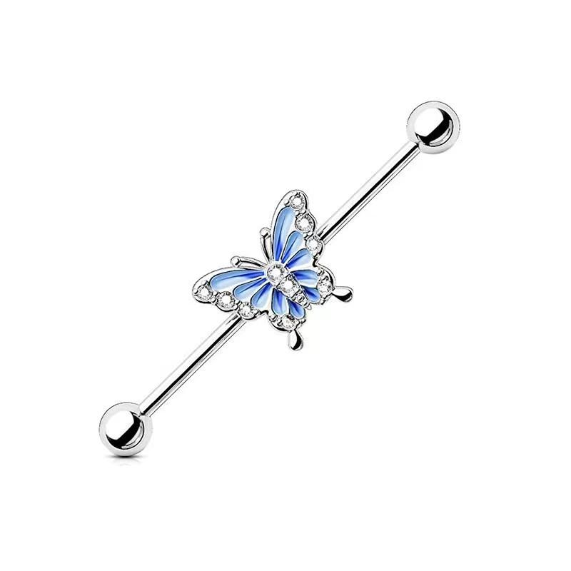 1 pc Heart Butterfly Belly Button Ring Fashion Glitter Nose Ring ear studs lip studs Piercing Barbell Pircing Body Zircon