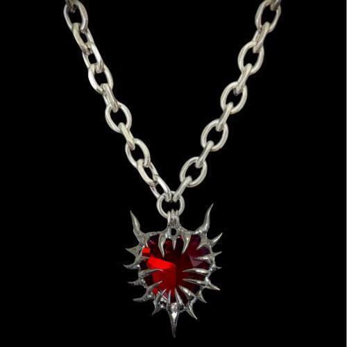 

Goth Personality Little Devil Thorn Heart Red Glass Crystal Pendant Necklace for Women Trendy Hip-hop Collar Chain Jewelry Gift красный