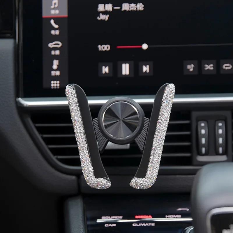 Car Phone Holder Diamond Crystal Car Air Vent Mount Clip Mobile Phone Holder Stand In Auto Bracket Interior Accessories Women