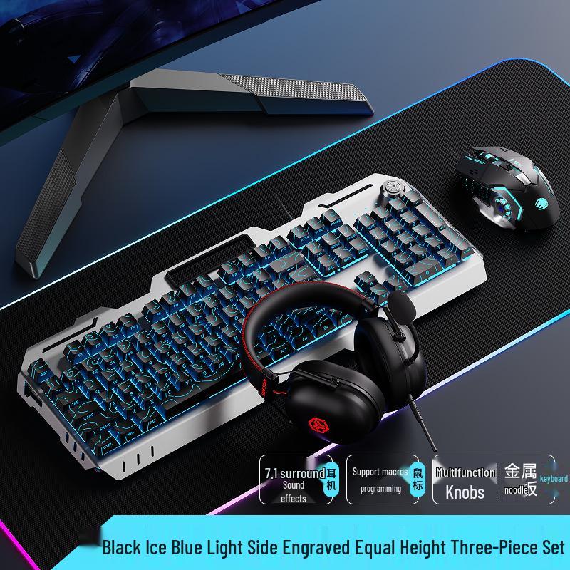 Qianxingzhe GX810 Wired Mechanical Feel Gaming Keyboard & Mouse Set for Esports & Office Use