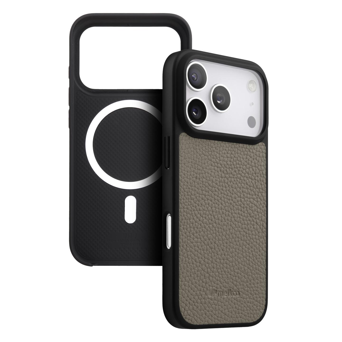 

Melkco Wireless Charging Genuine Leather Case for iPhone 17 Pro Max 17 Air 2025 Luxury Business Cowhide Skin Mobile Phone Cover iPhone17 Pro Max светло-серый