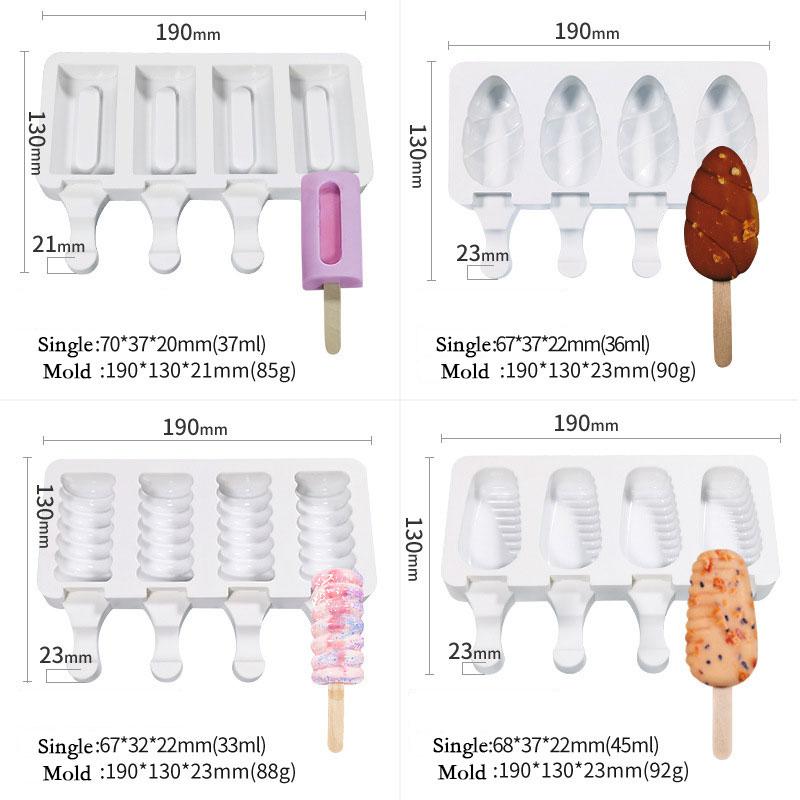 4 Cavities Christmas tree ice cream silicone mold stripes diamond love shaped mould Chocolate Cake fondant Making Set party gift