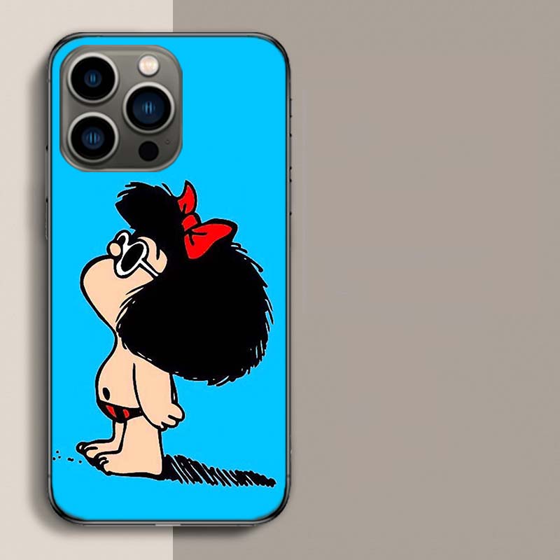 Mafalda Cartoon Phone Case For Apple Iphone 16E 16 17 Pro Max Air 15 Pro 14 Plus 12 13 Mini Cover Cute Fundas Silicone S