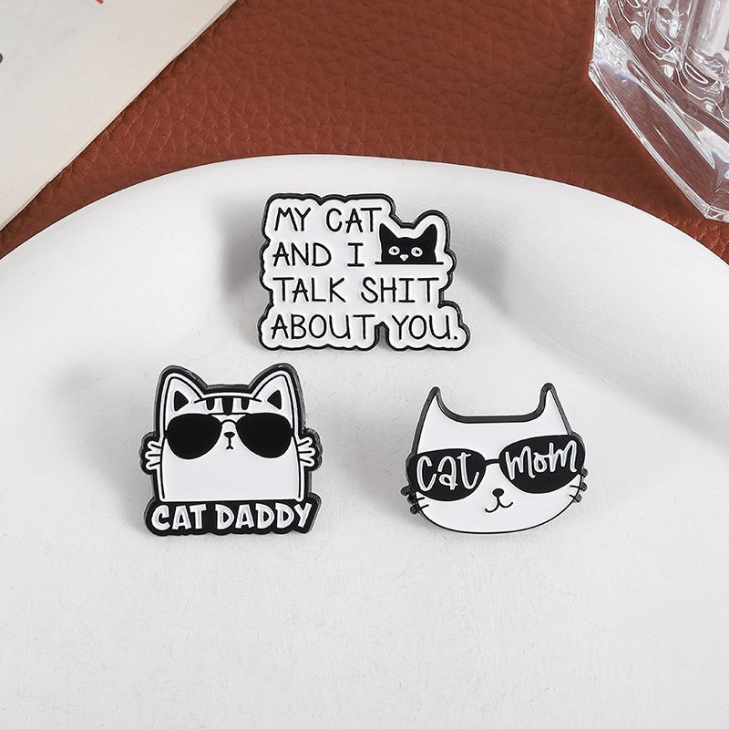 Punk Cat Enamel Pins Custom MY CAT AND I TALK SHIT ABOUT YOU Brooches Lapel Badges Clothes Animal Jewelry Gift for Kids Friends