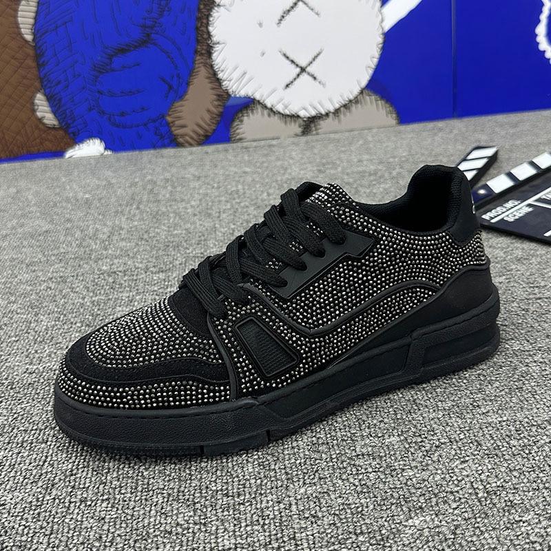 Men's Premium Rhinestone Casual Shoes Men's Fashio N Flat sneakers.Luxury Skateboard Shoes A8