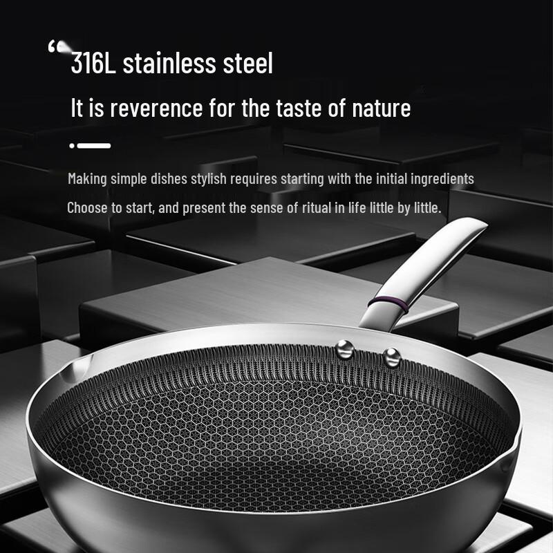 Kombach 30cm 316L Stainless Steel Honeycomb Wok