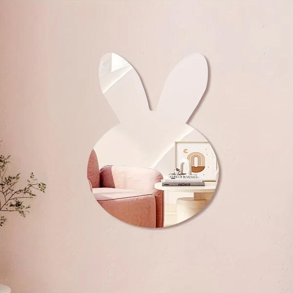Cartoon Rabbit Shape Acrylic Mirror Sheet Shatterproof DIY Makeup Mirror Decor Girls Gifts Self Adhesive