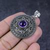 Sage Amethyst Gemstone Handmade 925 Sterling Silver Jewelry Pendant 1.75" D5W27
