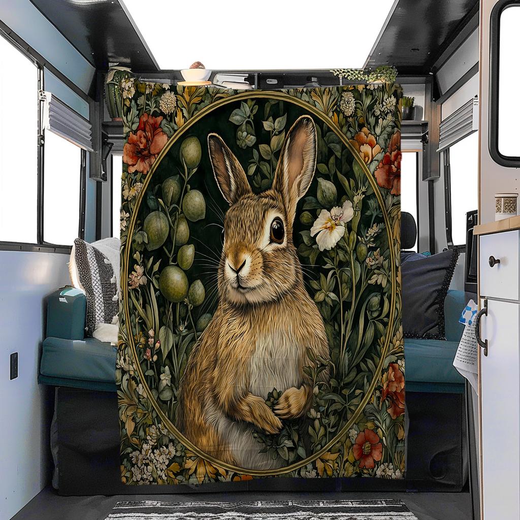 1pc Medieval William Morris Rabbit Design blanket, al season lightweigh Poster blanket home office outdoor nap multifunc Poster blanketional blanket