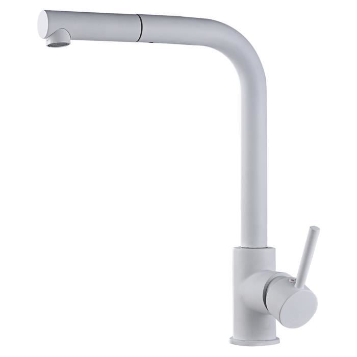 Robinet de cuisine - IMEX - MALTE - Blanc - Finition mate - Monocommande