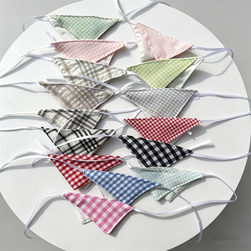 Baby Doll Triangle Scarf and Bib - Plaid/Solid Color Options