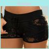 Elegant And Sexy Black Lace Women's Fashion Shorts With Hollow Out Design For Summer