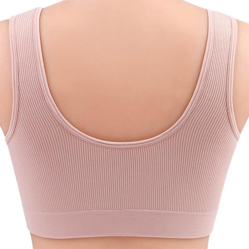 Damen mit Brustpolster, Baumwollweste, gerafft, blendfrei, durchhängend, stoßfest, bequem und atmungsaktiv, ohne Stahlring, einfacher BH in Übergröße