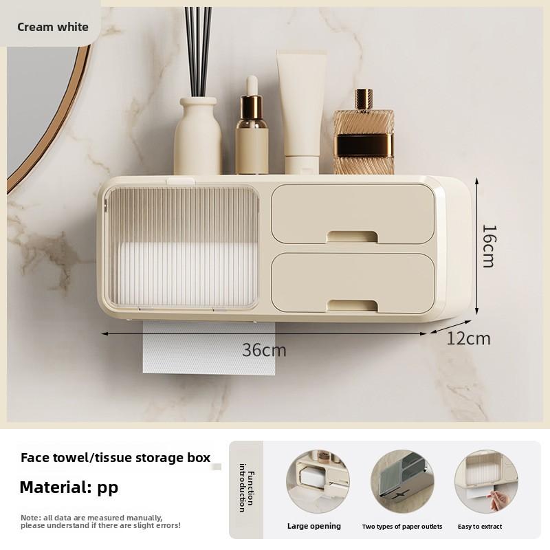

Водонепроницаемый держатель для туалетной бумаги без сверления, полка для ванной комнаты бежевый
