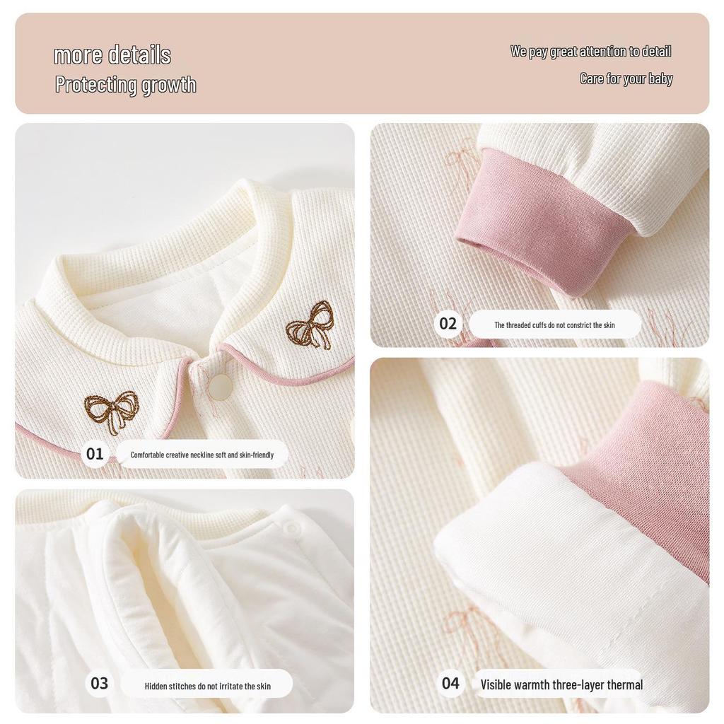 Jesienno-zimowy zestaw wyjściowy dla dziewczynki: Lekkie wypełnienie bawełniane 80g, Ciepłe i urocze ubranka dla noworodków