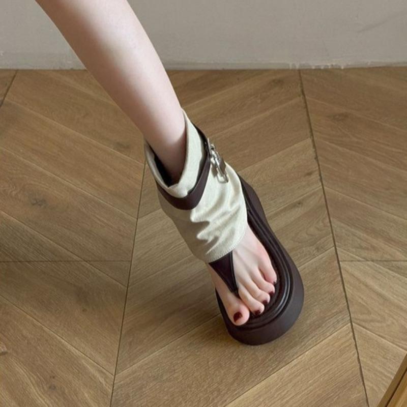 Fashion Women's Fashion Platform Trousers Cool Boots Women's Herringbone Toe Roman Sandals Small Stacks Out Short Boots Sandalias Mujer