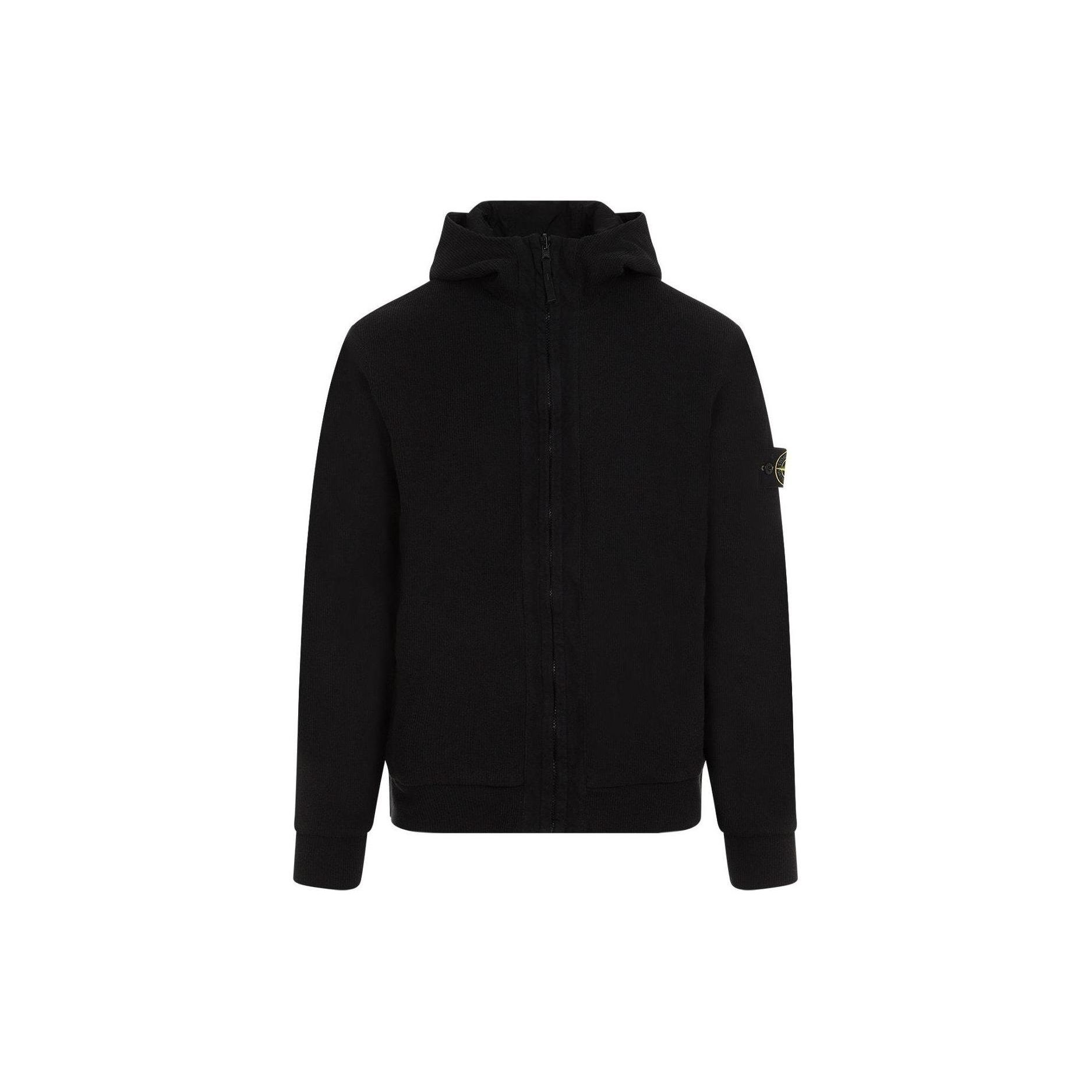 Stone Island Effen Kleur Casual Ritsjack met Capuchon Heren Jassen Zwart 801562456-V0029 M