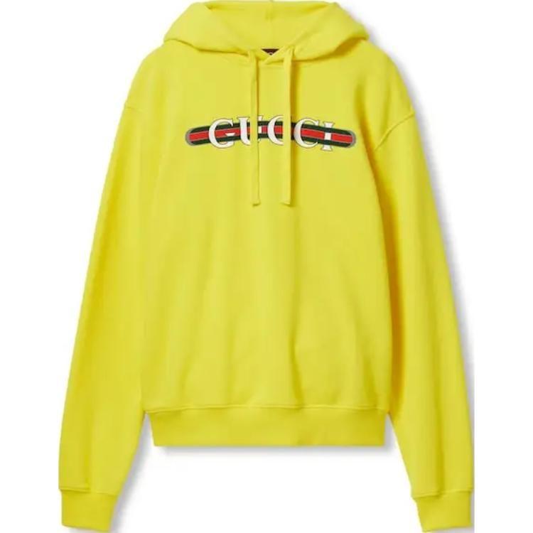 Gucci Sweatshirts Men's Yellow Hooded Non Detachable Moderate 788086-XJGKR-7218