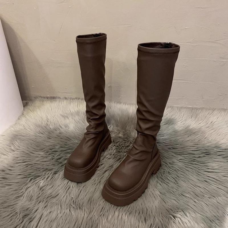 

Женские сапоги на толстой подошве, увеличивающие рост, осень/зима 2024 г. 40