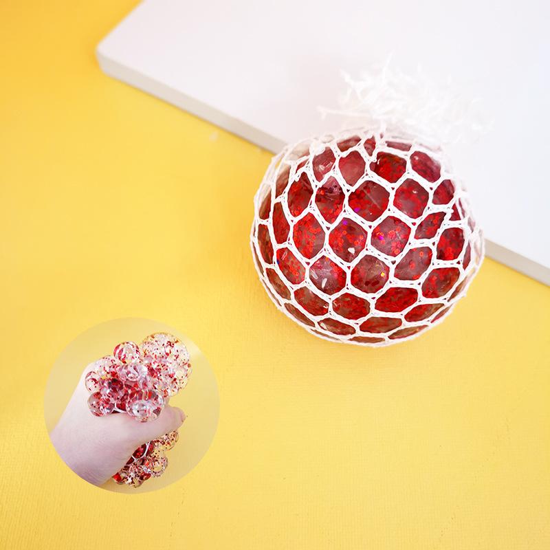 Balle à presser raisin pailletée Accessoire Fidget Soulagement du stress de bureau Gadget Farce rouge